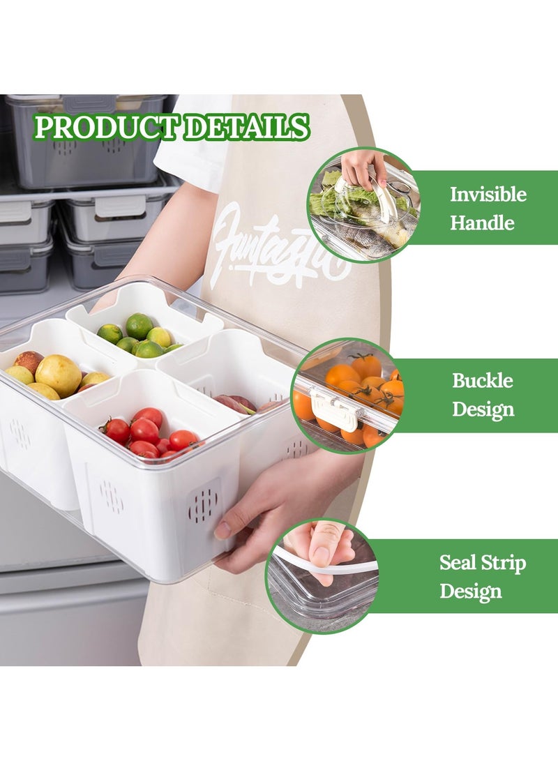 Divided Serving Tray with Lid and Handle, Divided Snack Tray, Charcuterie Container Portable Snack Platters Organizer for Candy, Fruits, Snacks, Nuts, for Party, Entertaining, Picnic - Image 2